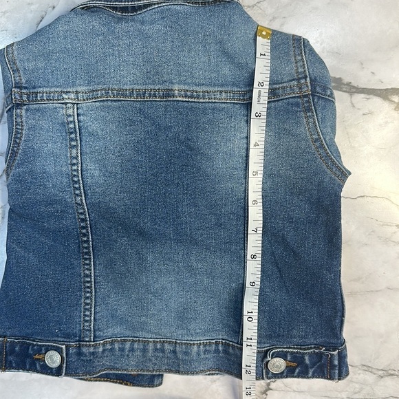 7 For All Mankind Girls Medium Wash Denim Embroidered Jacket See Measurements - Picture 7 of 9